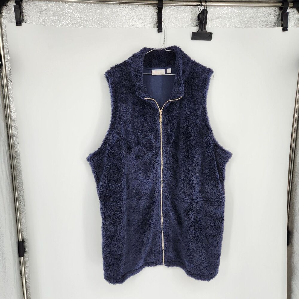 Belle by Kim Gravel 3X Blue Sleeveless Zipper Vest NWOT